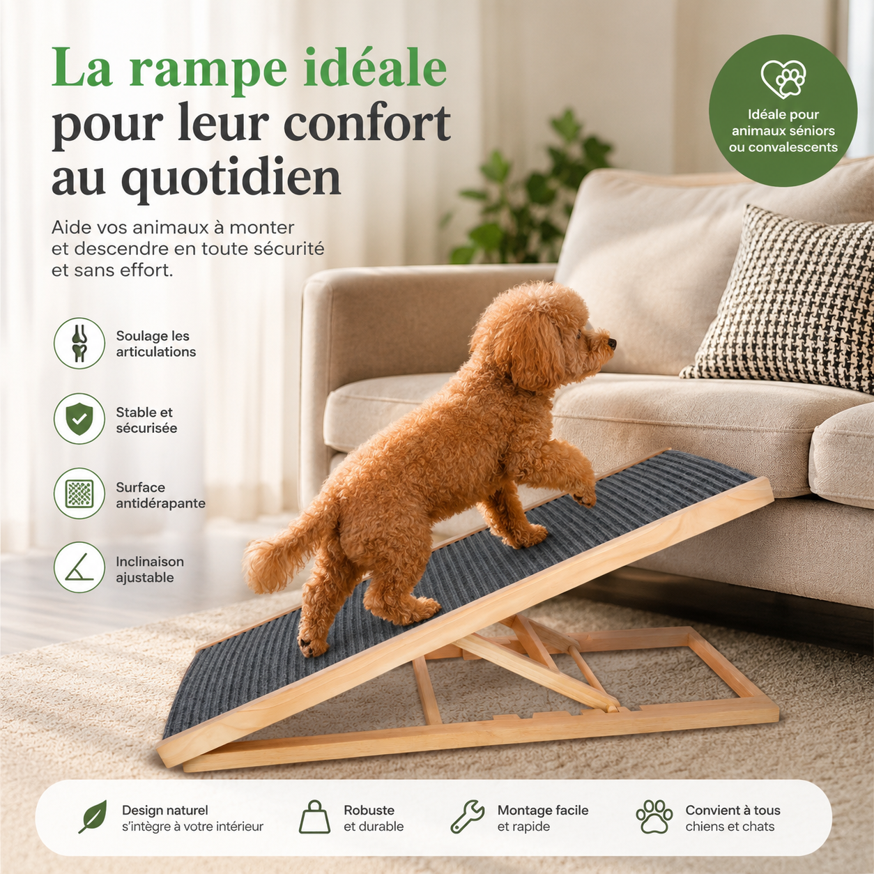 Rampe d'Accès Pliable pour Chat ou chien Senior — Confort & Mobilité