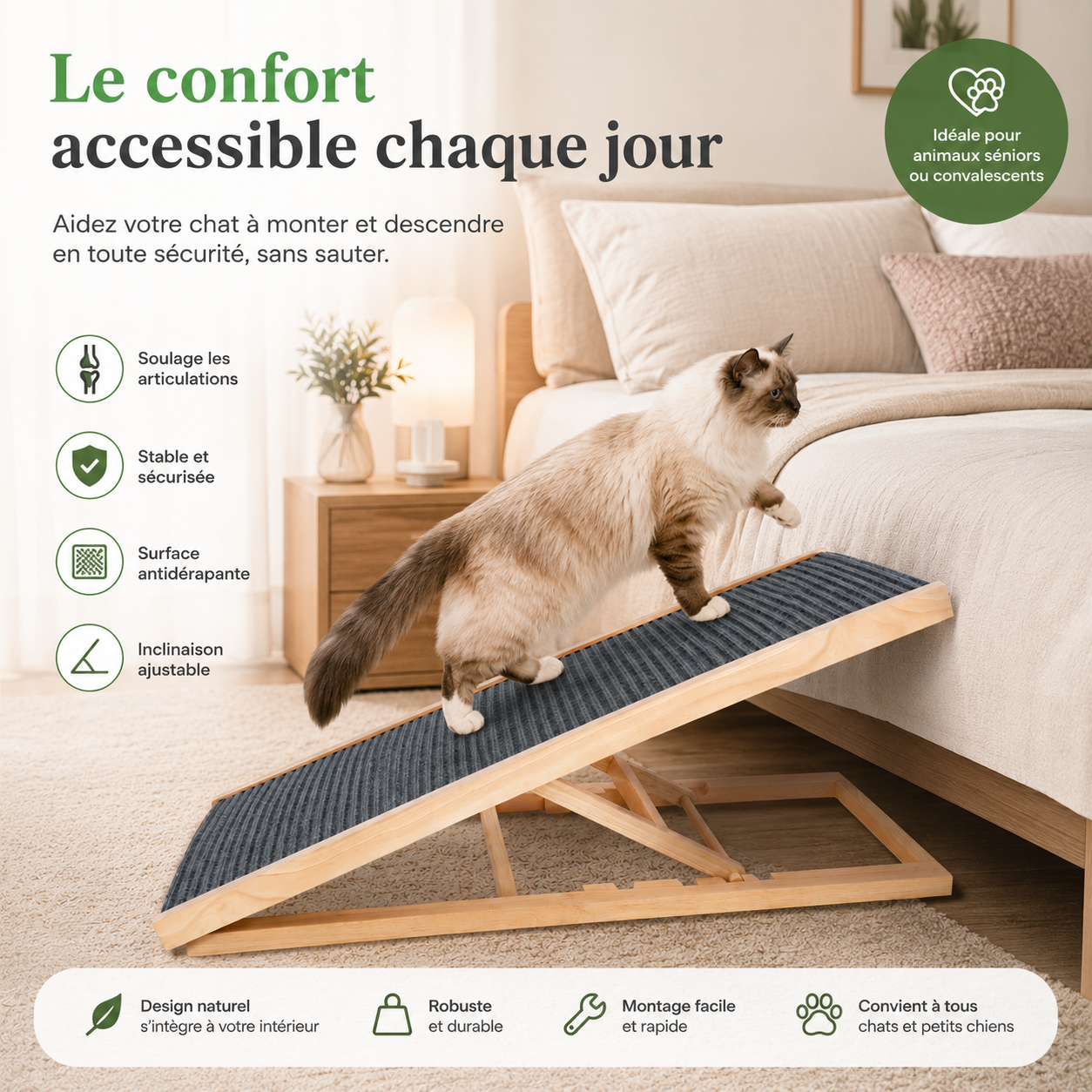 Rampe d'Accès Pliable pour Chat ou chien Senior — Confort & Mobilité